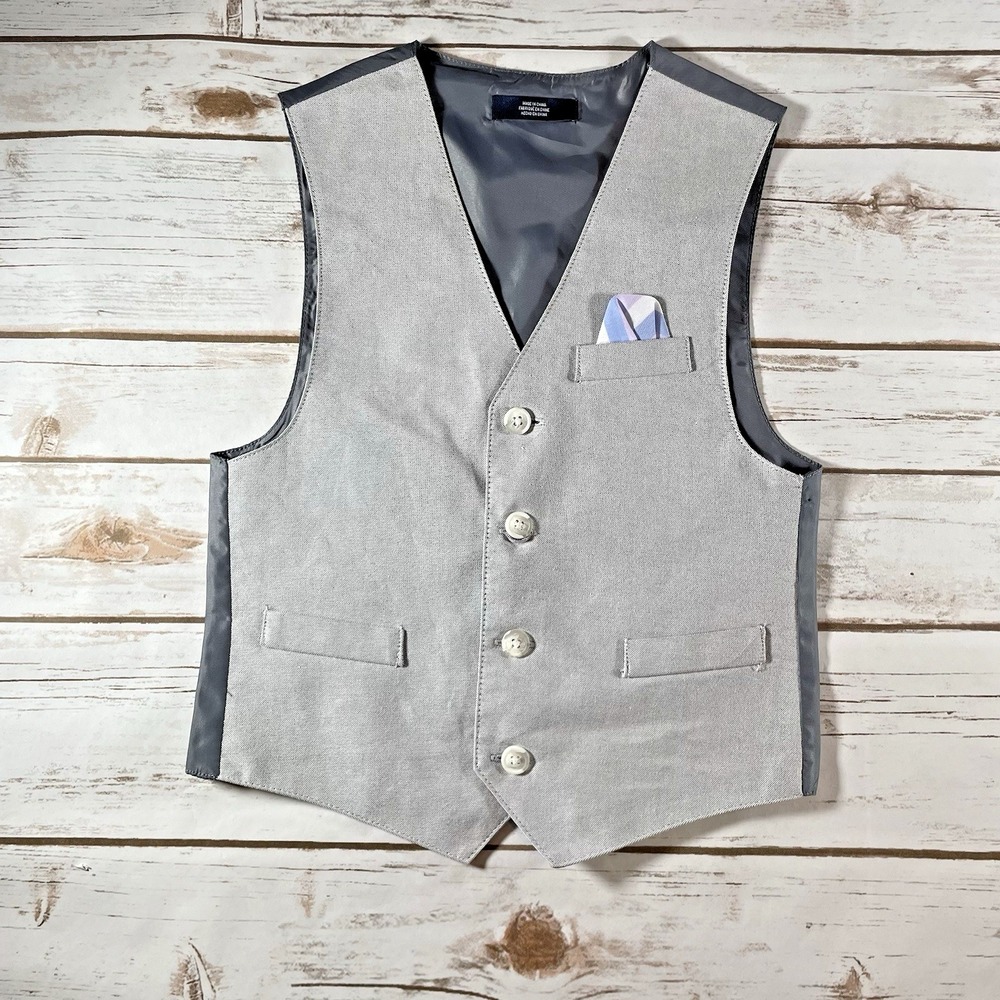 Nautica Vest for boys size 6 gray with purple patterned pocket accent Preppy